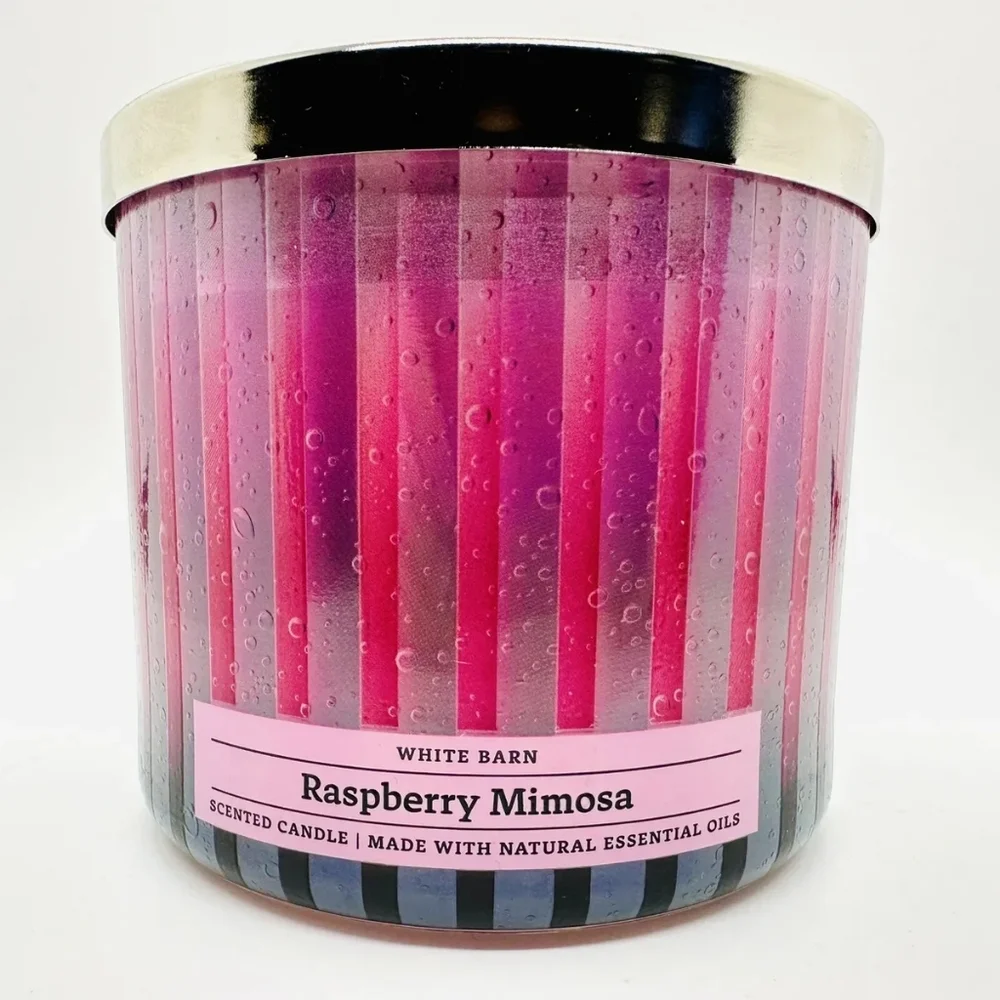 BATH & BODY WORKS WHITE BARN RASPBERRY MIMOSA 3-WICK SCENTED CANDLE